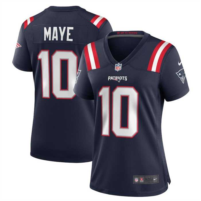 Womens New England Patriots #10 Drake Maye 2024 Draft Navy Football Stitched Jersey Dzhi->women nfl jersey->Women Jersey